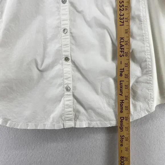 EILEEN FISHER Shirt XL Organic Cotton Woven Roll Tab Sleeve Button Front White - Picture 13 of 14